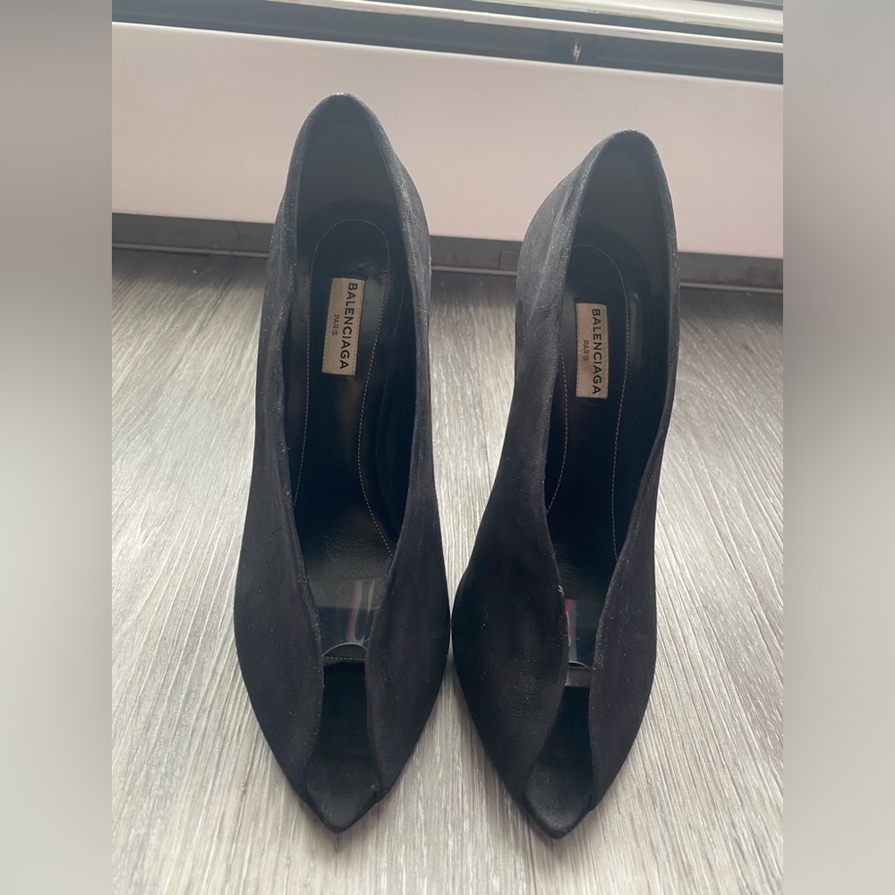 Authentic Balenciaga black suede pumps